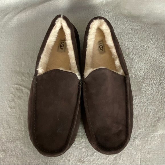 UGG Ascot Men's Slippers Loafer Size 18 Chocolate Brown Suede Sheepskin NEW - Picture 8 of 9